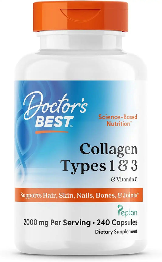Doctor's Best Collagen Peptides Types 1 & 3, Supports Hair, 240 Capsules