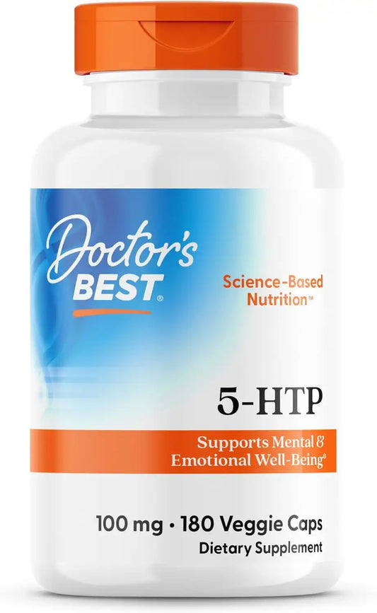 Doctors Best 5-HTP 100mg Capsules, Non-GMO, Gluten Free, 180 Veg Caps