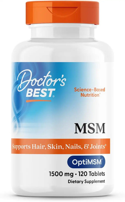Doctor's BEST MSM Supplement 1500mg for Men & Women, Skin, 120 Tablets