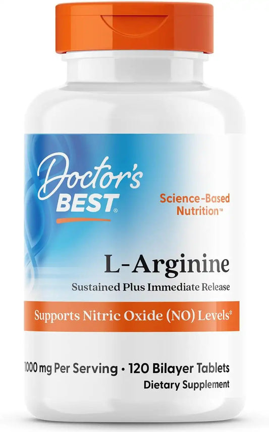 Doctor's Best L Arginine Supplement, for Men & Women, 120 Bilayer Tablets