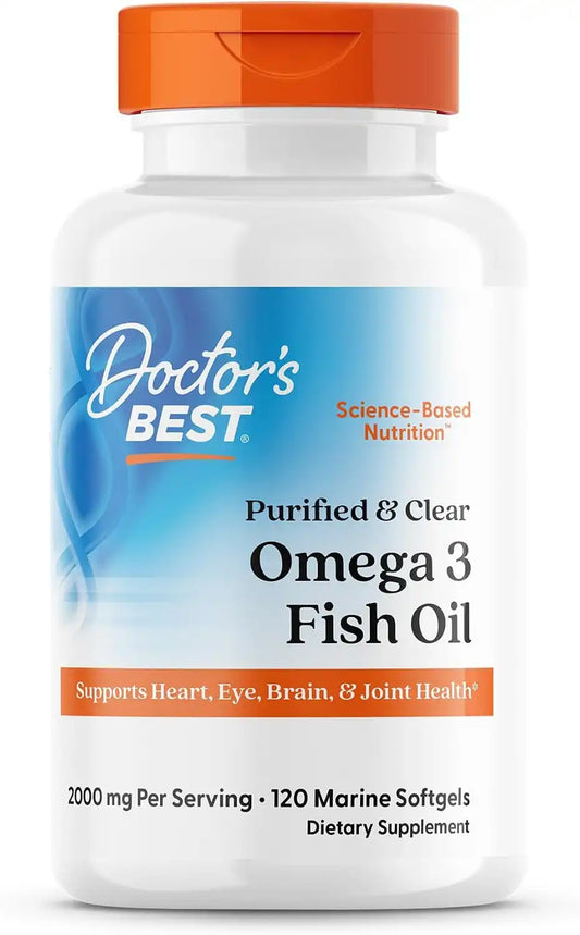 Doctor's Best Omega 3 Fish Oil Supplement, Gluten Free, 120 Marine Softgels