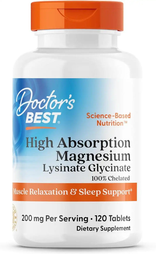 Doctor's Best High Absorption Magnesium Glycinate Lysinate, 120 Count