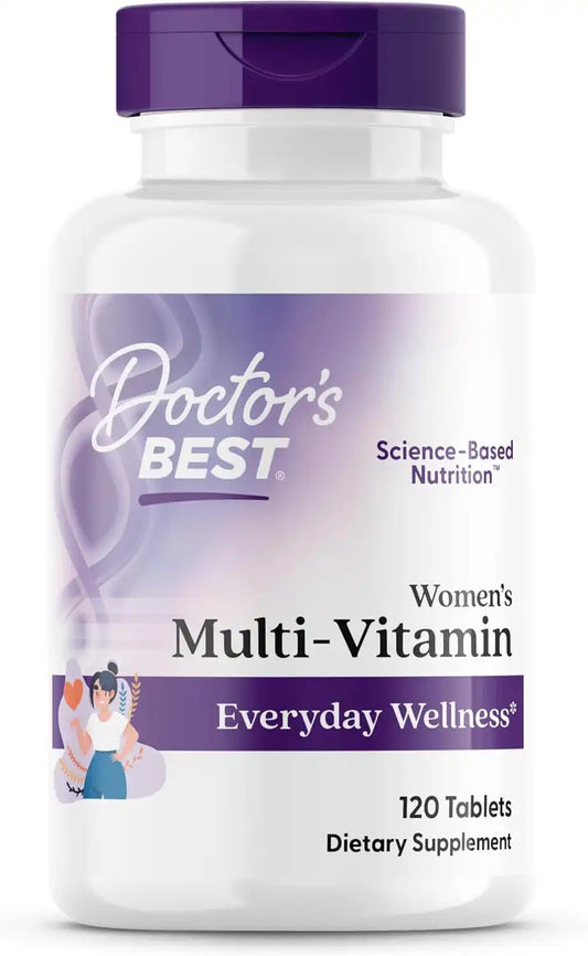 Doctor's Best Women's Multi-Vitamin, Everyday Wellness, Supports Immunity, Energy, Bone & Muscle Function, Non-GMO, Gluten Free, 120 Tablets