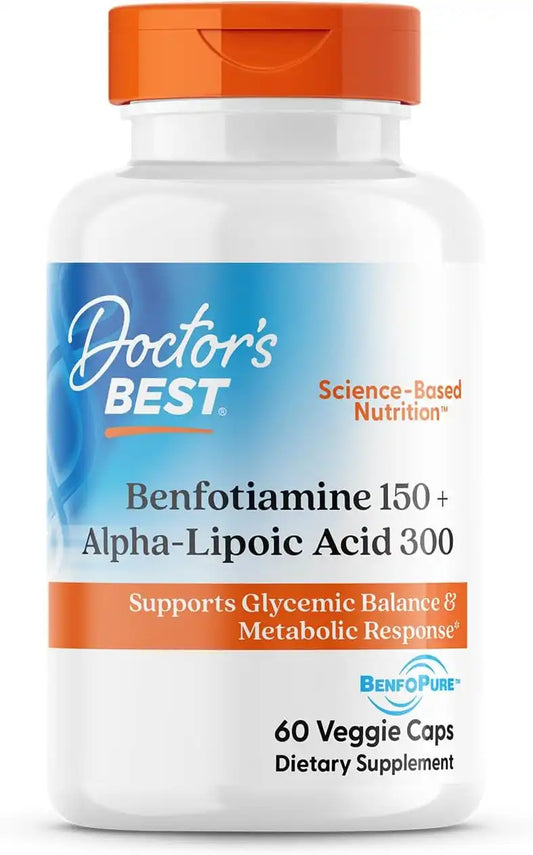 Doctor's Best Benfotiamine Alpha Lipoic Acid (ALA) Supplement, 60 Veg Caps