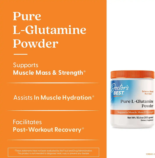Doctors Best Pure L Glutamine Powder Supplement for Men & Women, 10.6 oz