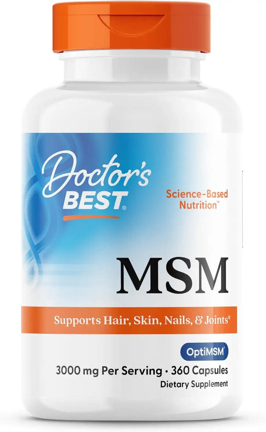 Doctor's Best MSM Supplement Capsules, for Men & Women, Skin, 360 Caps