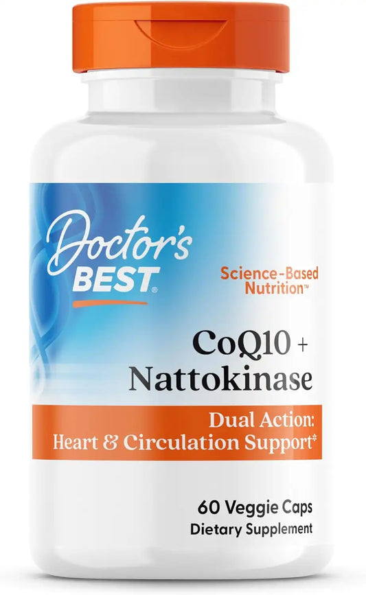 Doctor's Best CoQ10 100 mg + Nattokinase 2,000 FU, Vegan, 60 Veg Capsules