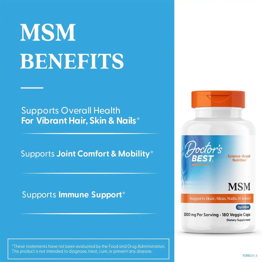 Doctor's BEST MSM Supplement Capsules for Men & Women, 180 Caps