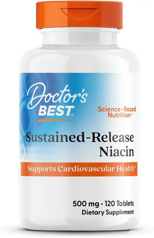 Doctor's Best Niacin 500 mg Extended Release Supplement, Vegan, 120 Tablets