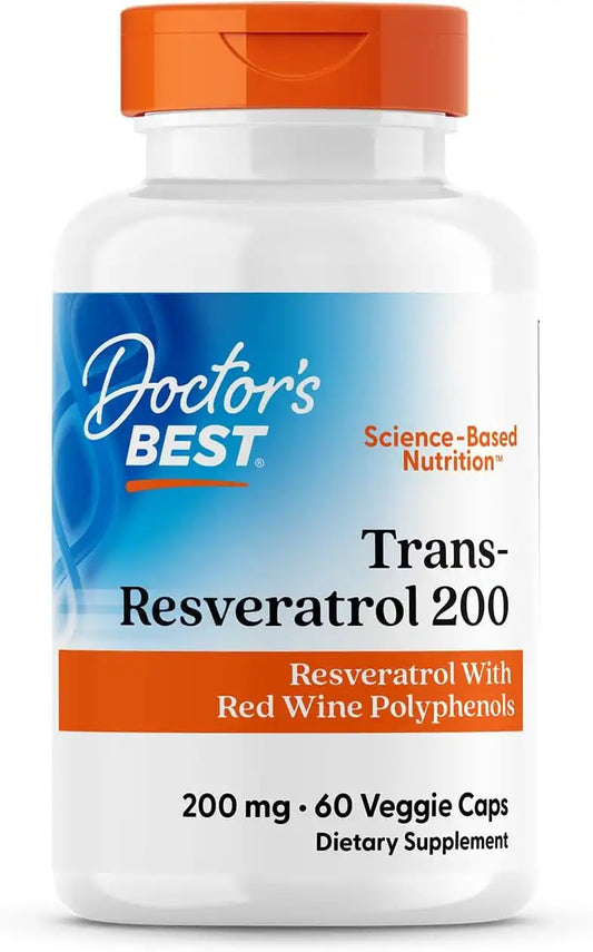 Doctor's BEST Trans Resveratrol 200 mg Supplement, Vegan, 60 Veg Caps