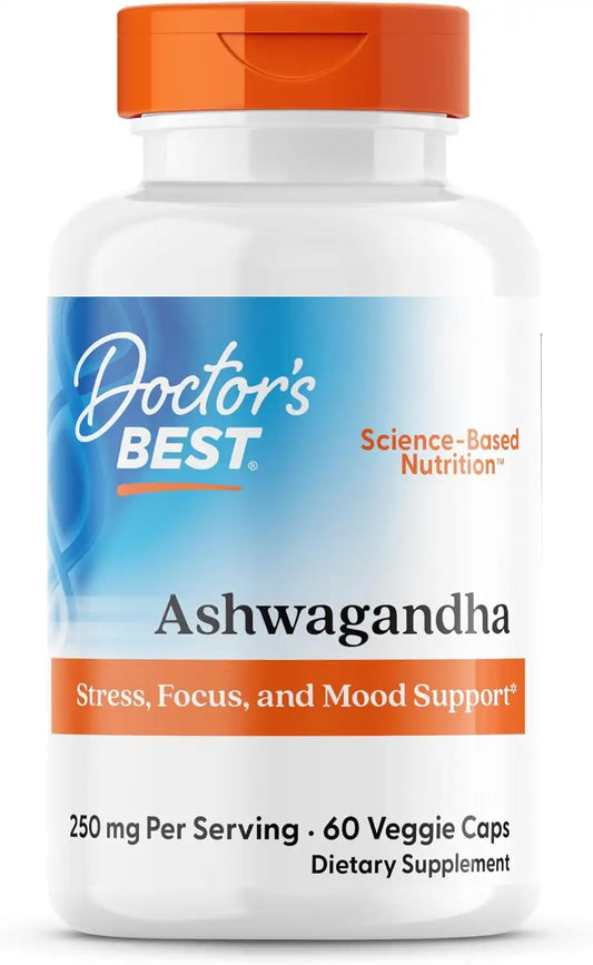 Doctor's BEST Sensoril Ashwagandha Supplement, for Men & Women, 60 Veg Caps