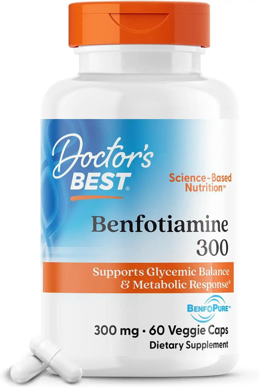 Doctor's Best Benfotiamine 300mg Supplement, Non GMO, Vegan, 60 Veggie Caps