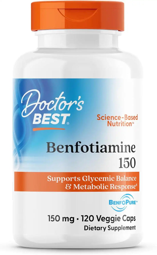 Doctor's Best Benfotiamine 150mg Supplement, Non GMO, 120 Veggie Caps