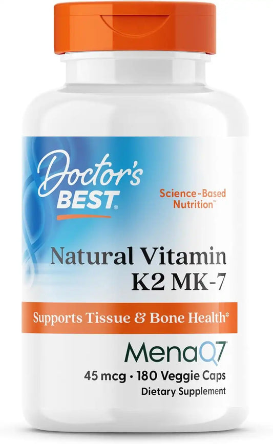 Doctor's BEST Natural Vitamin K2 MK7 Supplement, Non GMO, 180 Veg Caps