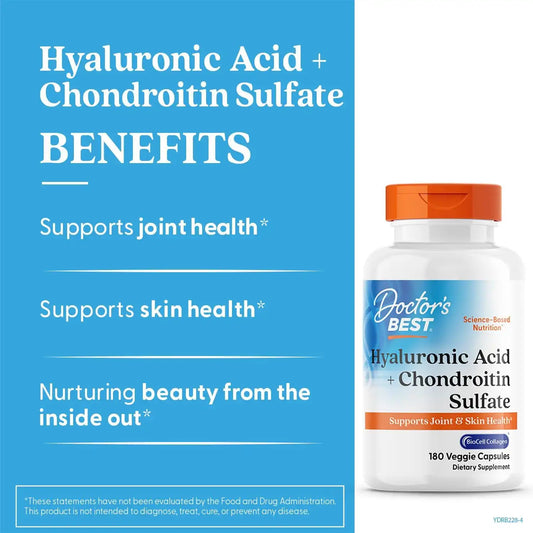 Doctor's Best Hyaluronic Acid with Chondroitin Sulfate, 180 Veg Caps
