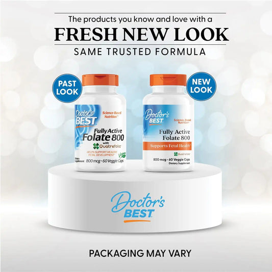 Doctor's BEST Folate Supplement 800 mcg for Women & Men, 60 Veg Caps