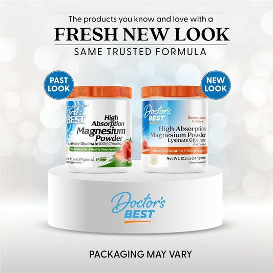 Doctor's Best Magnesium Glycinate Powder, Vegan, Peach Flavor, 12.3 oz