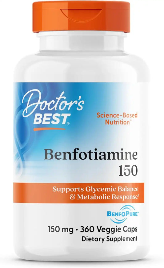 Doctor's Best Benfotiamine 150mg Supplement, Non GMO, 360 Veggie Caps