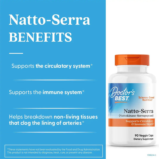 Doctor's Best Natto Serra, for Men & Women, Non GMO, Vegan, 90 Veg Capsules