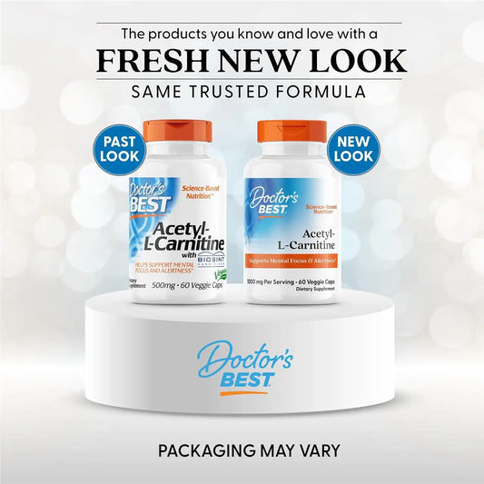 Doctors Best Acetyl-L-Carnitine 1000 mg Per Serving, 60 Veg Caps
