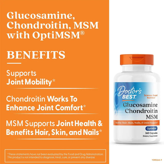 Doctor's BEST Glucosamine Chondroitin MSM, Non GMO, 360 Capsules
