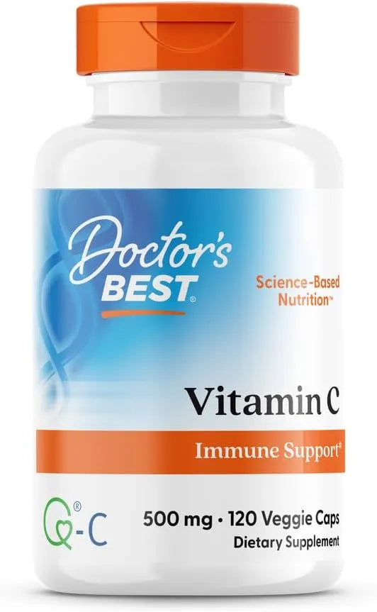 Doctor's Best Vitamin C 500mg Supplement, for Men & Women, 120 Veg Caps
