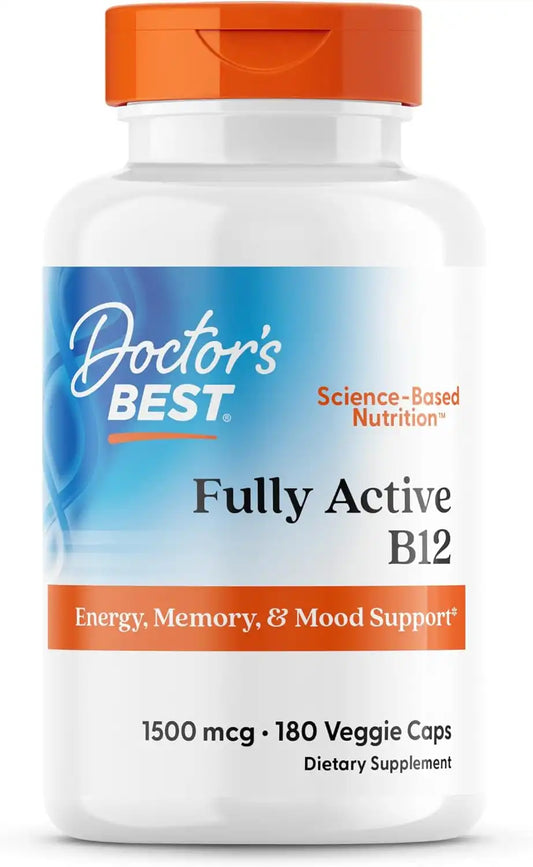 Doctor's BEST Vitamin B12 Methylcobalamin, Vegan, Non GMO, 180 Veg Capsules