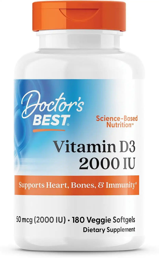 Doctor's Best Vitamin D3 2000 IU Softgels, VIT D 3, 180 Veggie Softgels