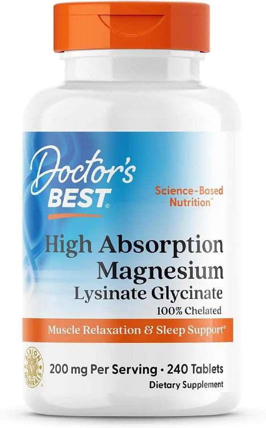 Doctor's Best High Absorption Magnesium Glycinate Lysinate, 240 Count