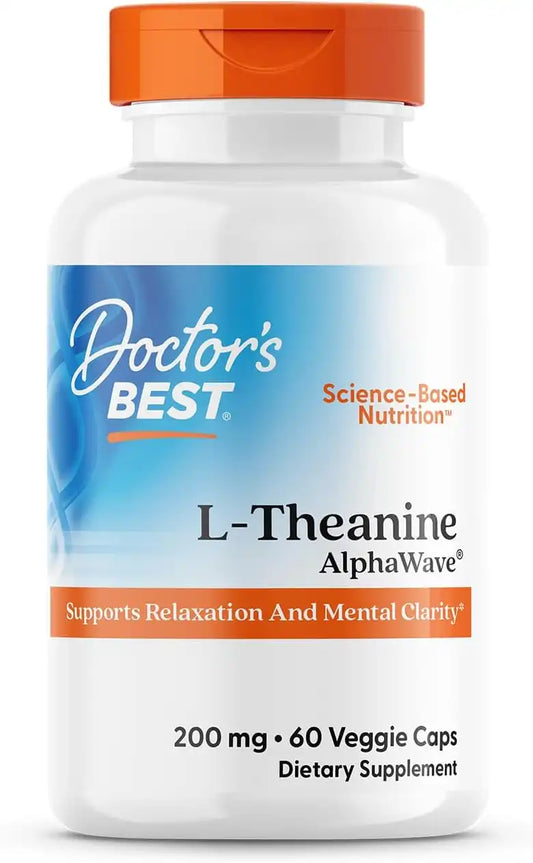 Doctor's Best L-Theanine Caps 200mg, for Men & Women, 60 Veg Capsules