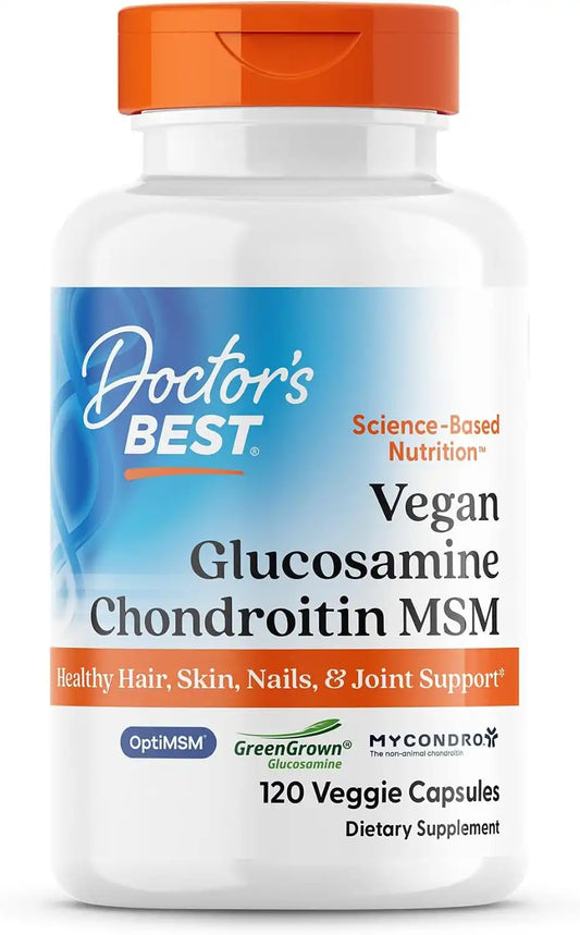 Doctor's BEST Vegan Glucosamine Chondroitin MSM, Non GMO, 120 Veg Capsules