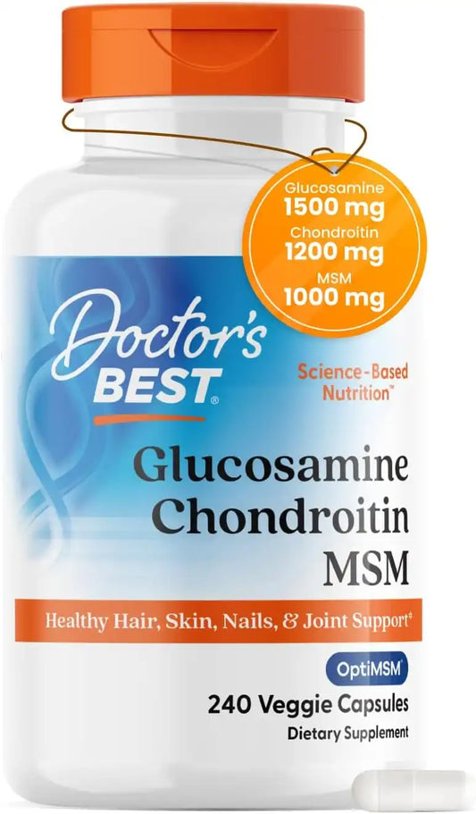 Doctor's Best Glucosamine Chondroitin MSM, Non GMO, 240 Capsules
