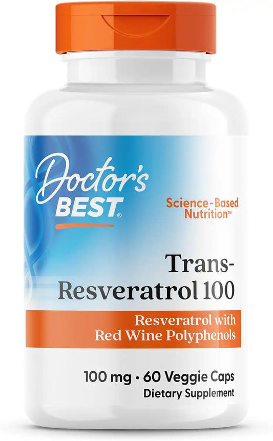 Doctor's BEST Trans Resveratrol 100 mg Supplement, Vegan, 60 Veg Caps