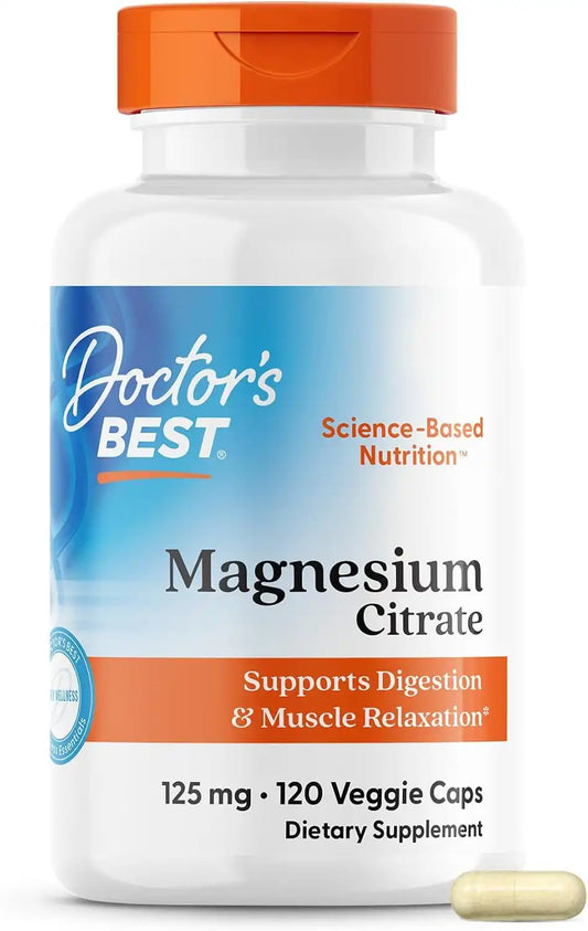 Doctor's Best Magnesium Citrate Supplement, Non-GMO, 120 Veg Capsules