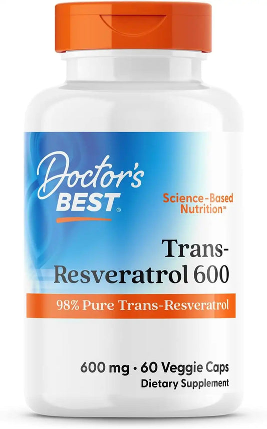 Doctor's BEST Trans Resveratrol Supplement 600 mg, Vegan, 60 Veg Caps
