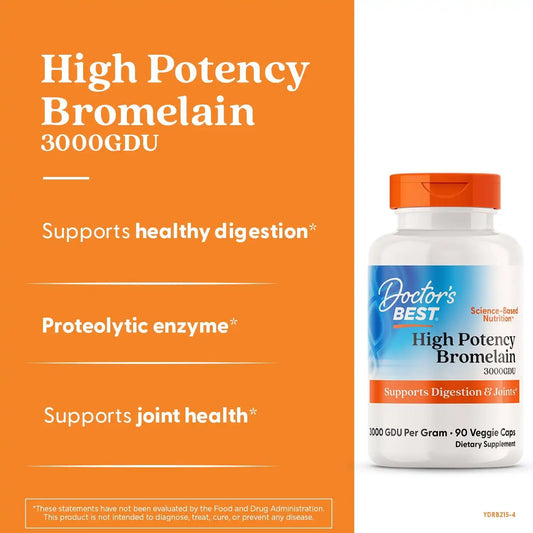 Doctor's Best Bromelain Supplement 500 mg, for Men & Women, 90 Veg Caps