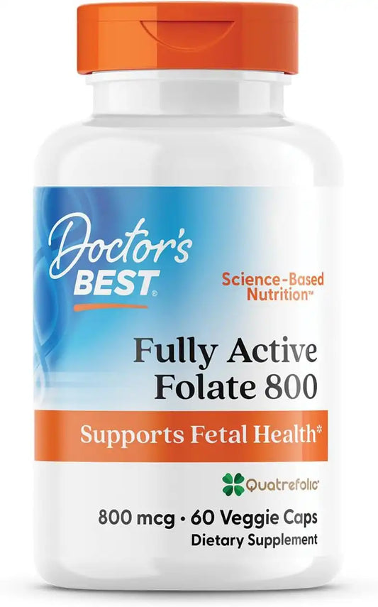Doctor's BEST Folate Supplement 800 mcg for Women & Men, 60 Veg Caps