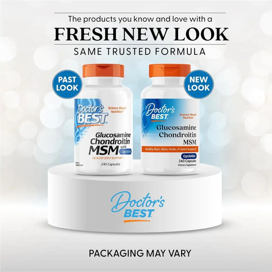 Doctor's Best Glucosamine Chondroitin MSM, Non GMO, 240 Capsules (2 Pack)