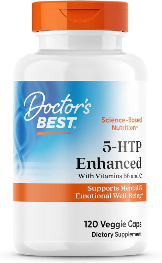 Doctors Best 5-HTP Enhanced with Vitamins B6 & C, Non-GMO, 120 Veg Caps