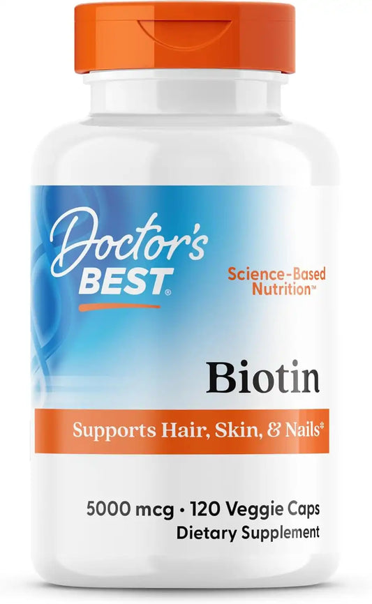 Doctor's Best Biotin Vitamin Supplement 5000 mcg, Vegan, 120 Veg Caps