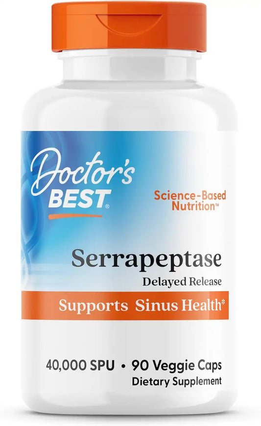 Doctor's BEST Serrapeptase Supplement for Men & Women, 90 Veg Caps