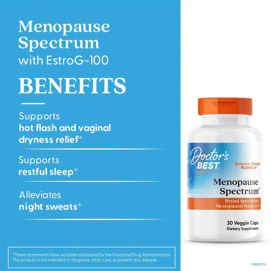 Doctor's Best Menopause Spectrum with EstroG-100, Gluten Free, 30 Veg Caps