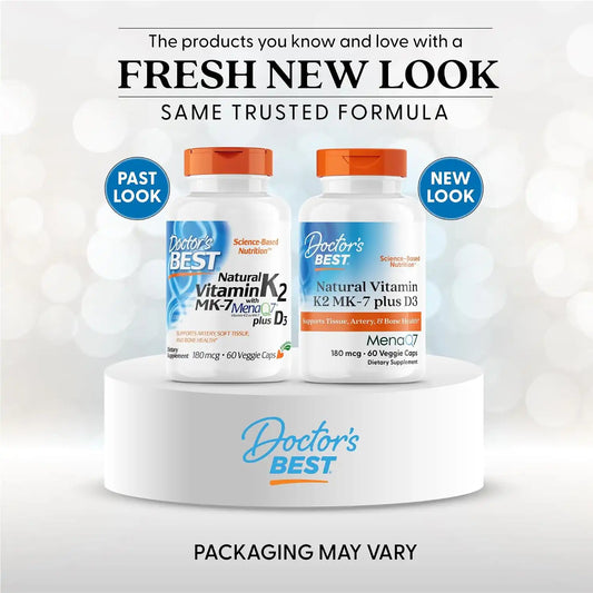 Doctor's Best Natural Vitamin K2 MK-7 Plus D3, Non-GMO, 60 Veg Caps