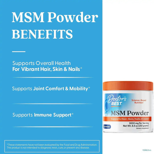 Doctor's Best MSM Powder Supplement for Men & Women, Non GMO, Vegan, 8.8 oz