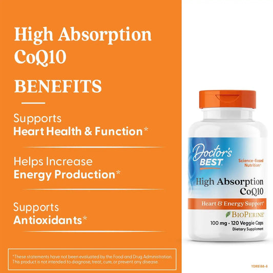 Doctor's BEST High Absorption CoQ10 with BioPerine, 120 Veg Capsules