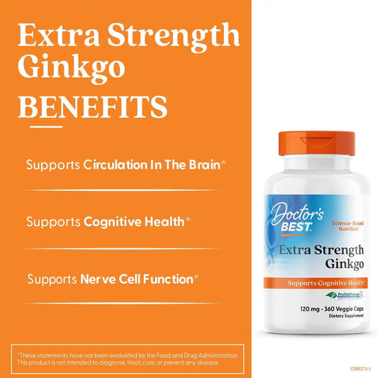 Doctor's Best Extra Strength Ginkgo Biloba Capsules 120 mg, 360 Veg Caps
