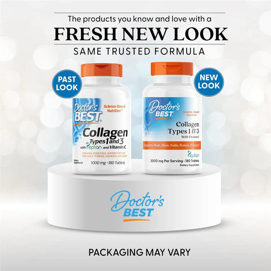 Doctor's Best Collagen Peptides Supplement Types 1 & 3, 180 Tablets