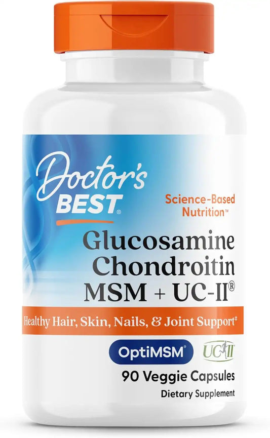 Doctor's Best Glucosamine Chondroitin MSM + UC-II, Non GMO, 90 Veg Capsules