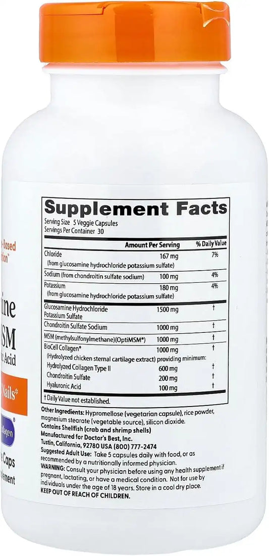 Doctor's BEST Glucosamine Chondroitin MSM Hyaluronic Acid, 150 Veg Capsules