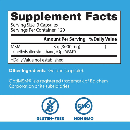 Doctor's Best MSM Supplement Capsules, for Men & Women, Skin, 360 Caps